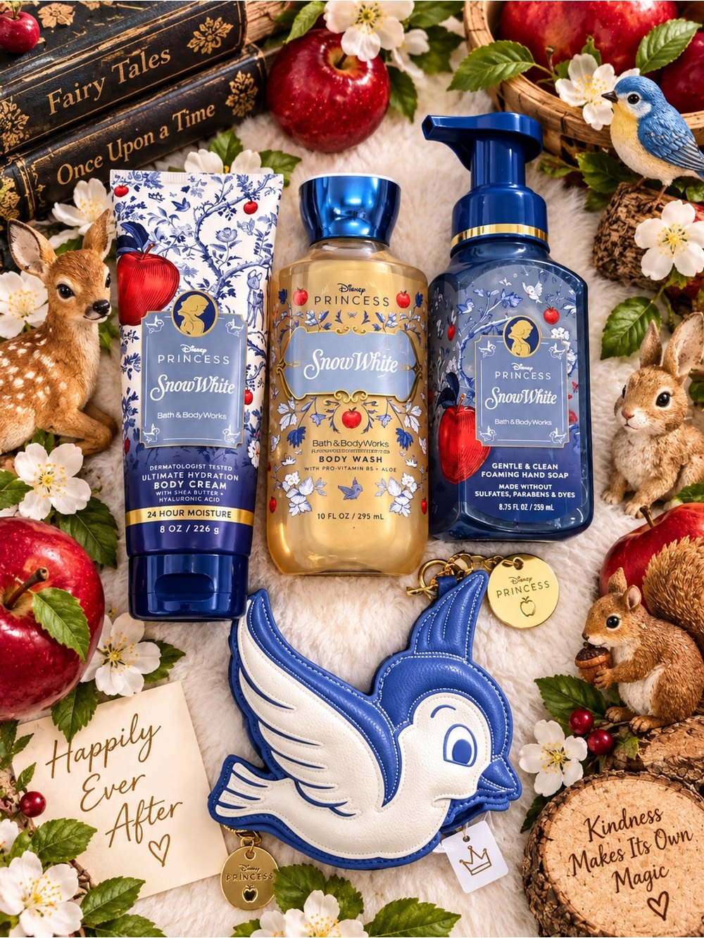 Bath & Body Works Snow White Body Wash & Care Trio - Blue/Gold/White